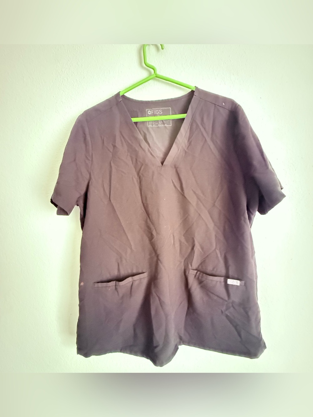 FIGS Scrub Top Women XL Black V-Neck Technical Collection FW1100 Pockets